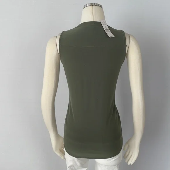 NWT WHBM Olive lace up matte Jersey top X Small - Picture 13 of 14
